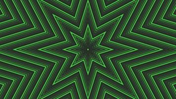 estrela octogonal verde simples geométrica plana em loop de fundo preto cinza escuro. ondas de rádio estreladas animação criativa sem fim. cenário gráfico de movimento sem emenda de estrelas. design de anéis de sonar de radar astra. video