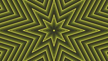 Yellow octagonal star simple flat geometric on dark grey black background loop. Starry radio waves endless creative animation. Stars seamless motion graphic backdrop. Astra radar sonar rings design. video
