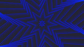 achteckiger stern mit blauer drehung einfach flach geometrisch auf dunkelgrauer schwarzer hintergrundschleife. video
