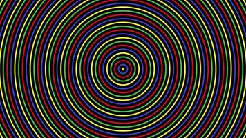 Color circles simple flat geometric on dark grey black background loop. video