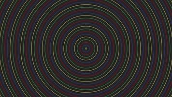 Color slim circles simple flat geometric on dark grey black background loop. video