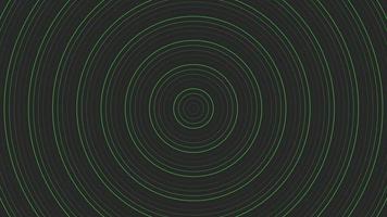 Green slim circles simple flat geometric on dark grey black background loop. video