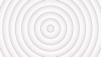 círculos delgados rojos geométricos planos simples en bucle de fondo blanco. rondas de ondas de radio infinitas animaciones creativas. anillos telón de fondo gráfico de movimiento transparente. diseño de sonar de radar de esfera. video