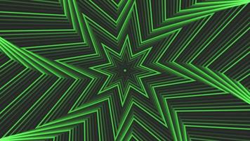 Green spin octagonal star simple flat geometric on dark grey black background loop. video