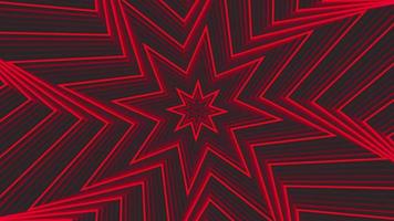 Red spin octagonal star simple flat geometric on dark grey black background loop. video