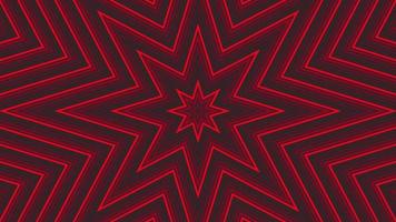 Red octagonal star simple flat geometric on dark grey black background loop. Starry radio waves endless creative animation. Stars seamless motion graphic backdrop. Astra radar sonar rings design. video