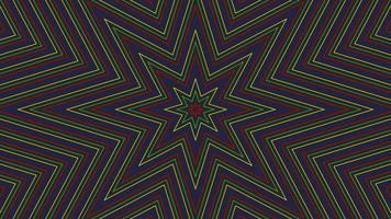 Color slim octagonal star simple flat geometric on dark grey black background loop. video