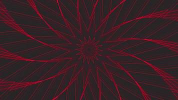 Red slim spin sixteegonal star simple flat geometric on dark grey black background loop. video