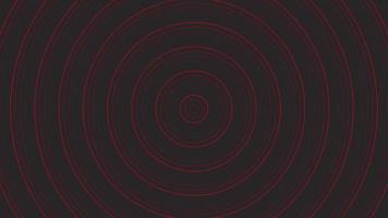 Red slim circles simple flat geometric on dark grey black background loop. video