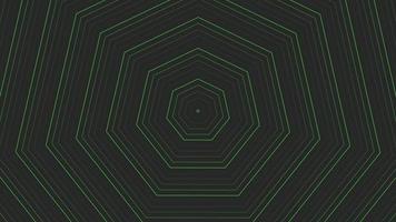 verde sottile cerchi semplice piatto geometrico su buio grigio nero sfondo ciclo continuo. turni decagonale Radio onde infinito creativo animazione. anelli senza soluzione di continuità movimento grafico sfondo. sfera radar sonar design. video