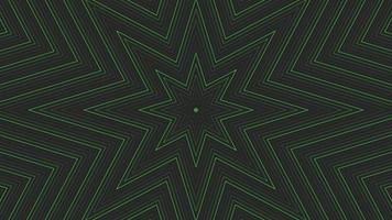 Green slim octagonal star simple flat geometric on dark grey black background loop. video