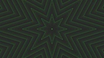 Green slim octagonal star simple flat geometric on dark grey black background loop. video