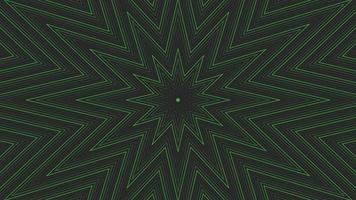 Green slim octagonal star simple flat geometric on dark grey black background loop. video