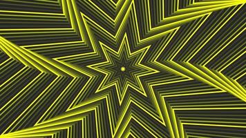 Yellow spin octagonal star simple flat geometric on dark grey black background loop. video