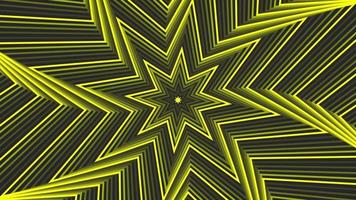 Yellow spin octagonal star simple flat geometric on dark grey black background loop. video