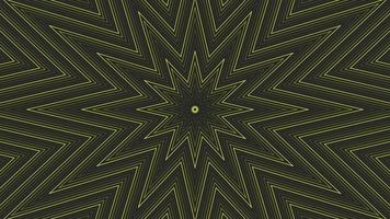 Yellow slim octagonal star simple flat geometric on dark grey black background loop. video