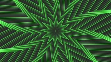 Green spin octagonal star simple flat geometric on dark grey black background loop. video