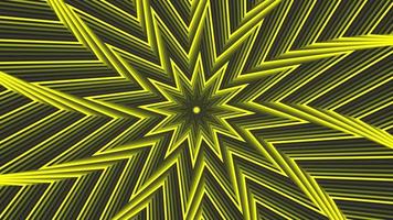 Yellow spin octagonal star simple flat geometric on dark grey black background loop. video