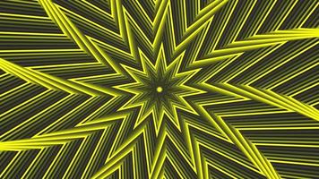 Yellow spin octagonal star simple flat geometric on dark grey black background loop. video