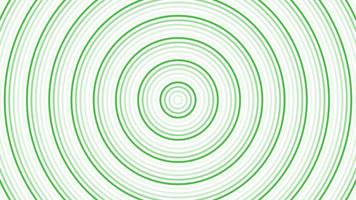 verde cerchi semplice piatto geometrico su bianca sfondo ciclo continuo. turni Radio onde infinito creativo animazione. anelli senza soluzione di continuità movimento grafico sfondo. sfera radar sonar design. video