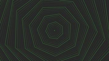 grüner, fetter, schlanker Spin-Dekagon-Stern, einfach, flach, geometrisch auf dunkelgrauer, schwarzer Hintergrundschleife. video