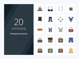 20 Clothing  Accessories Flat Color icon for presentation vector