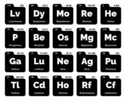 diseño de paquete de iconos de 20 tablas preiodicas de los elementos vector