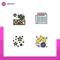 paquete de iconos de vector de stock de 4 signos y símbolos de línea para cactus stare news night cyber monday elementos de diseño de vector editables