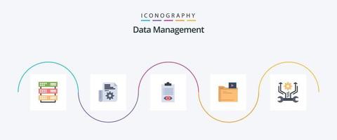 Data Management Flat 5 Icon Pack Including control. video. check. movie. list vector