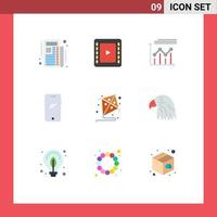 Universal Icon Symbols Group of 9 Modern Flat Colors of fly iphone graph android smart phone Editable Vector Design Elements