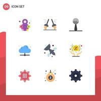 Universal Icon Symbols Group of 9 Modern Flat Colors of satellite space instrument online technology Editable Vector Design Elements