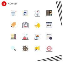 Universal Icon Symbols Group of 16 Modern Flat Colors of summer ice communication tower beach interior Editable Pack of Creative Vector Design Elements