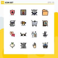 Set of 16 Modern UI Icons Symbols Signs for open files winner configure profile Editable Creative Vector Design Elements