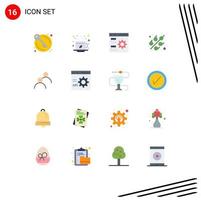 Mobile Interface Flat Color Set of 16 Pictograms of user food hot cereal development Editable Pack of Creative Vector Design Elements