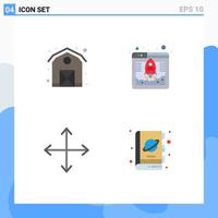 Editable Vector Line Pack of 4 Simple Flat Icons of agriculture navigation access web hosting book Editable Vector Design Elements