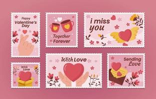 Valentine Stamp Stickers vector