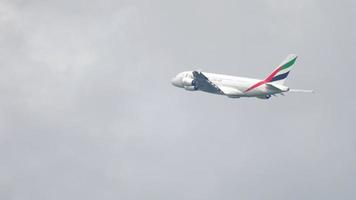 AMSTERDAM, THE NETHERLANDS JULY 25, 2017 - Emirates Airbus A380 A6 EOB climb after take off at Zwanenburgbaan 36C, Shiphol Airport, Amsterdam, Holland video