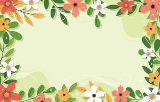 Flat Spring Background with Flowers and Leaves vector