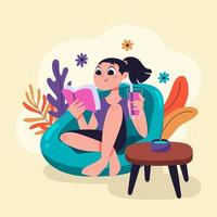 Girl Reading as Self Care vector