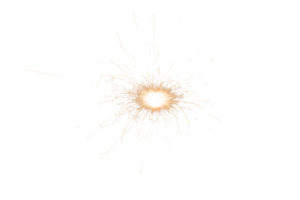 Burning sparkler isolated on transparent background. Fireworks theme. Light effect and texture. Christmas and new year decoration. PNG image.