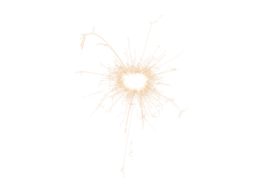 Burning sparkler isolated on transparent background. Fireworks theme. Light effect and texture. Christmas and new year decoration. PNG image.