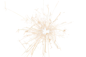 Burning sparkler isolated on transparent background. Fireworks theme. Light effect and texture. Christmas and new year decoration. PNG image.