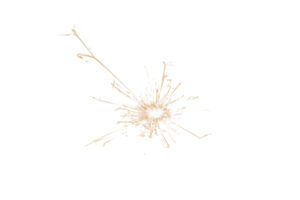 Burning sparkler isolated on transparent background. Fireworks theme. Light effect and texture. Christmas and new year decoration. PNG image.