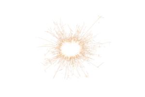 Burning sparkler isolated on transparent background. Fireworks theme. Light effect and texture. Christmas and new year decoration. PNG image.