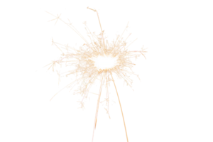 brennende Wunderkerze isoliert auf transparentem Hintergrund. Thema Feuerwerk. Lichteffekt und Textur. weihnachts- und neujahrsdekoration. png-Bild. png