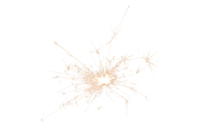 Burning sparkler isolated on transparent background. Fireworks theme. Light effect and texture. Christmas and new year decoration. PNG image.