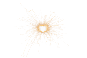 Burning sparkler isolated on transparent background. Fireworks theme. Light effect and texture. Christmas and new year decoration. PNG image.