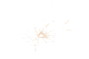 Burning sparkler isolated on transparent background. Fireworks theme. Light effect and texture. Christmas and new year decoration. PNG image.