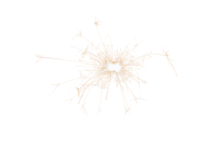 Burning sparkler isolated on transparent background. Fireworks theme. Light effect and texture. Christmas and new year decoration. PNG image.