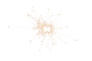 Burning sparkler isolated on transparent background. Fireworks theme. Light effect and texture. Christmas and new year decoration. PNG image.